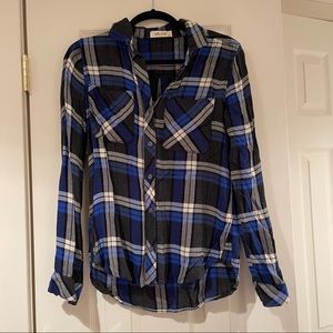 Bella Dahl Blue and Grey Button Down Top